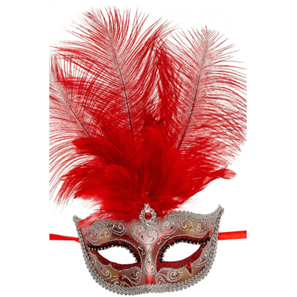 Alpha 55 masque loup Masque Vénitien Plumes Métallisé Rouge – Chic & Festif
