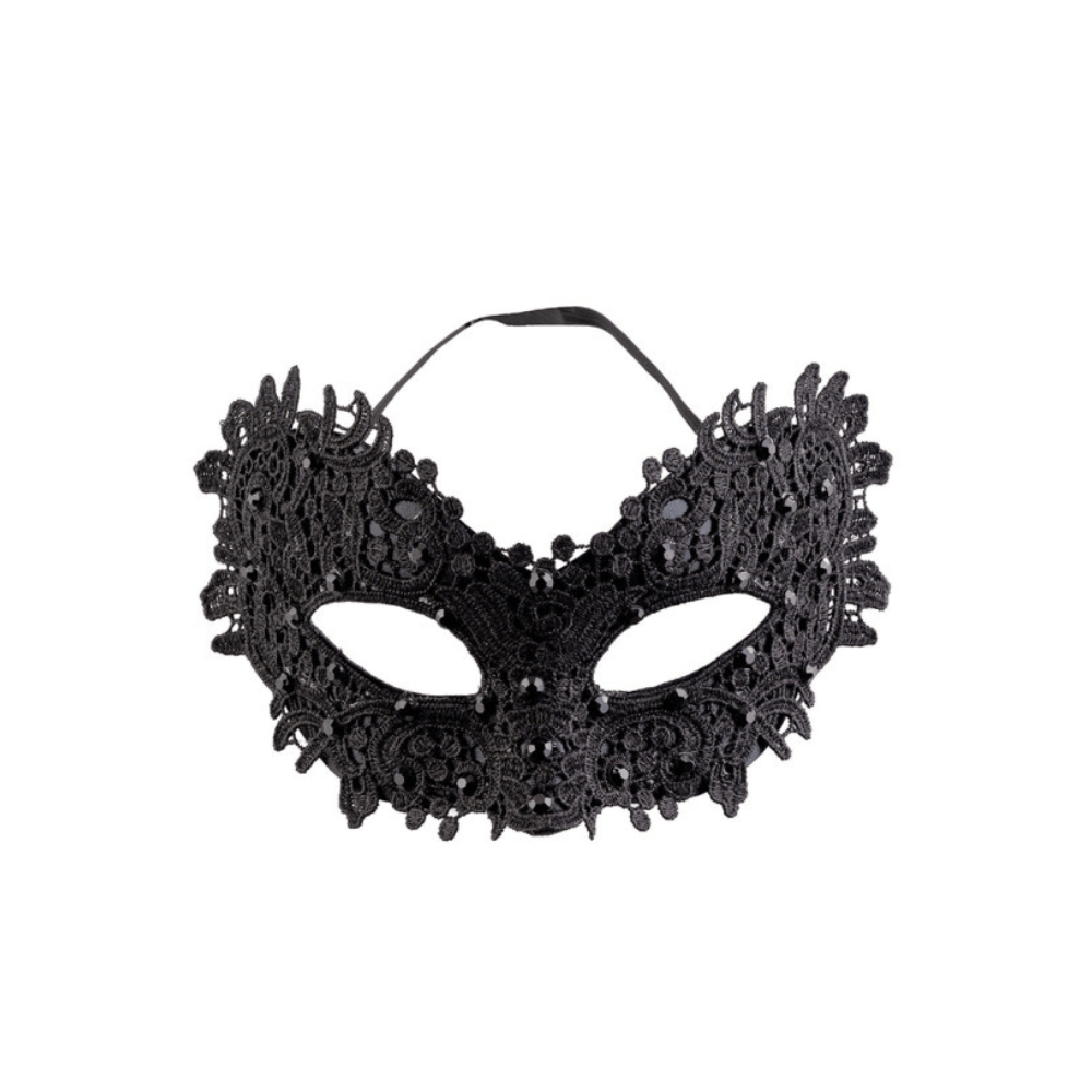 Alpha 55 masque loup Noir Loup Vénitien Dentelle & Perles Noir – Déguisement