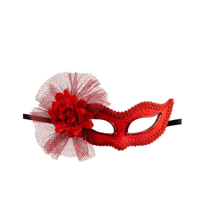 Alpha 55 masque loup Rouge Loup Vénitien Fleur & Tulle Brodé Rouge – Déguisement