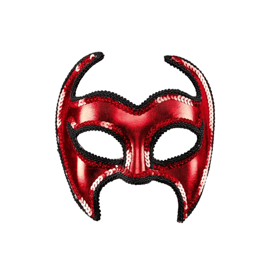 Alpha 55 Masque PVC Sans Menton Diable Métallisé Rouge