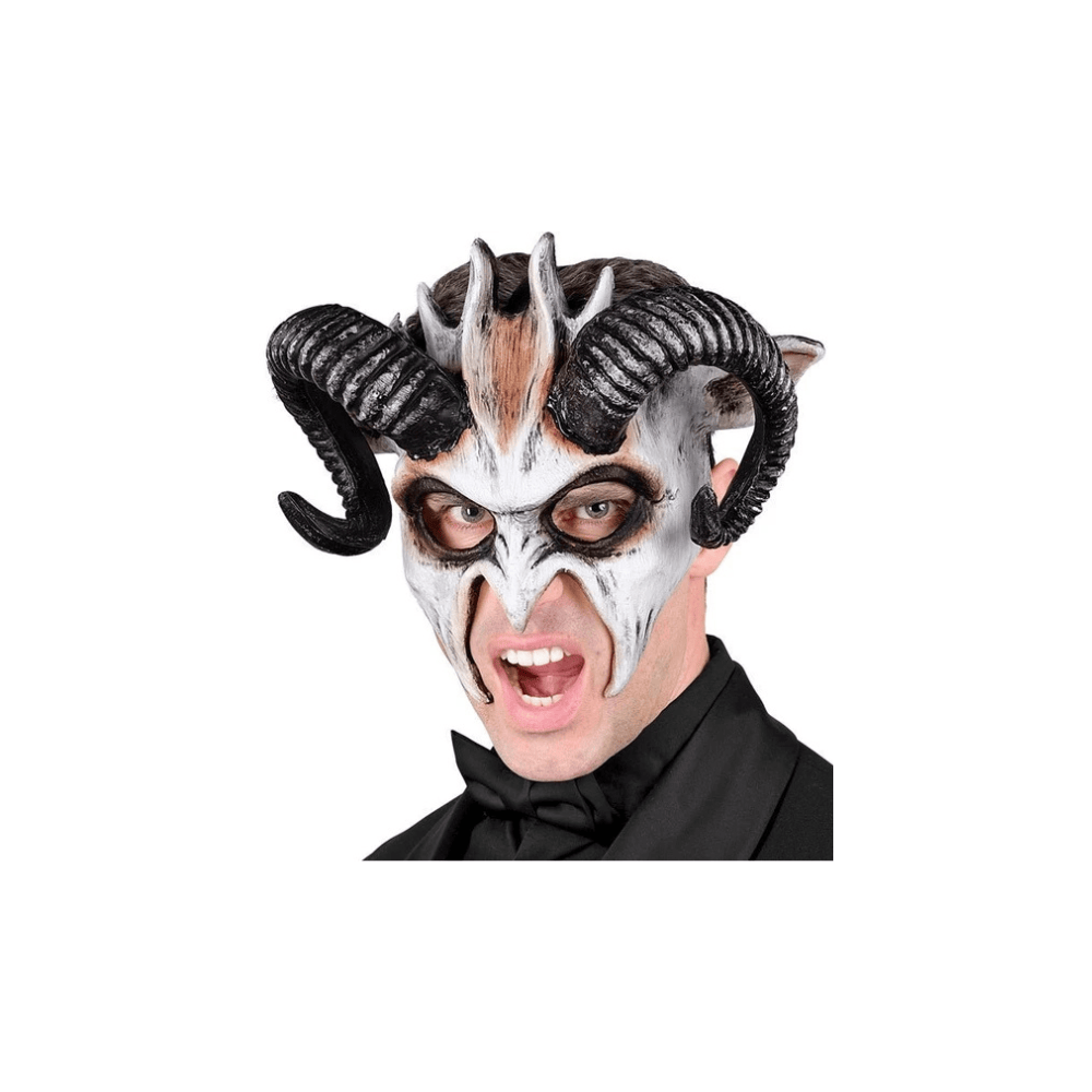 Alpha 55 Masque Rigide Bélier Cornes Blanc Halloween