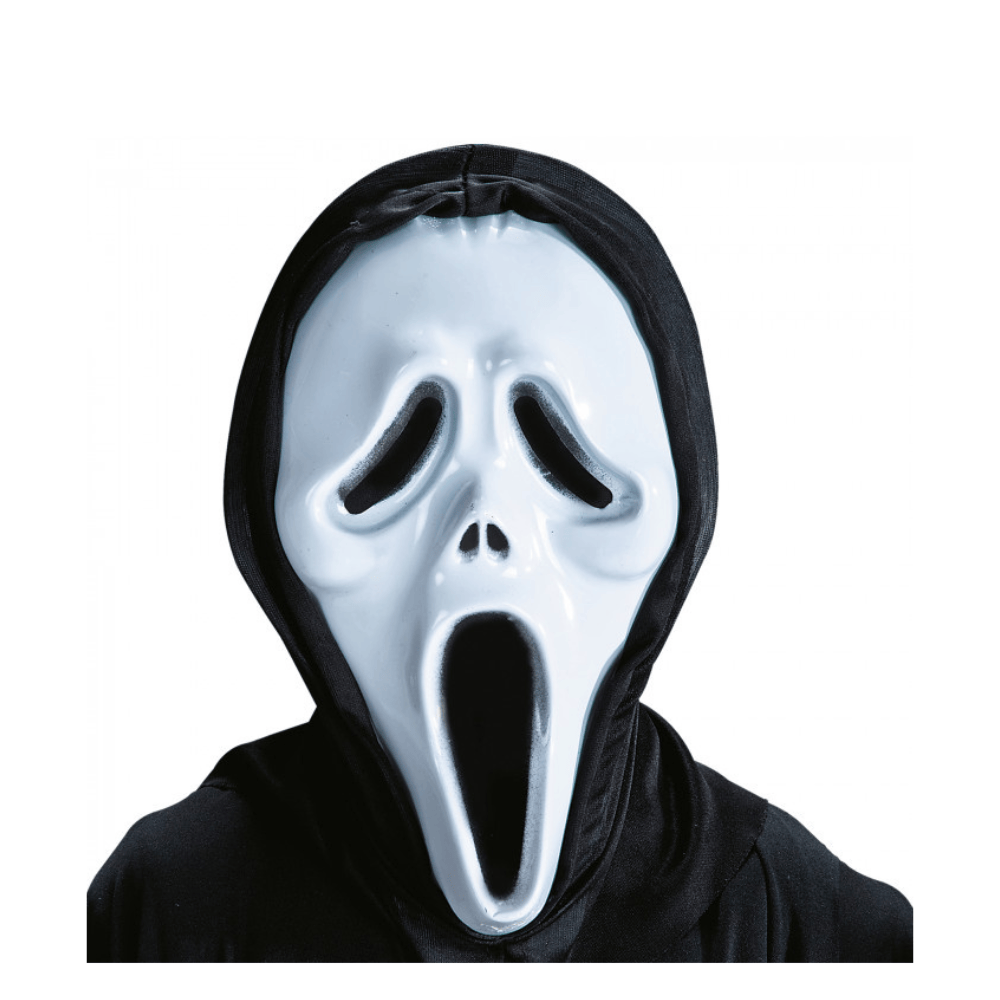 Alpha 55 masque scream Blanc Masque Scream en Plastique avec Capuche – Halloween