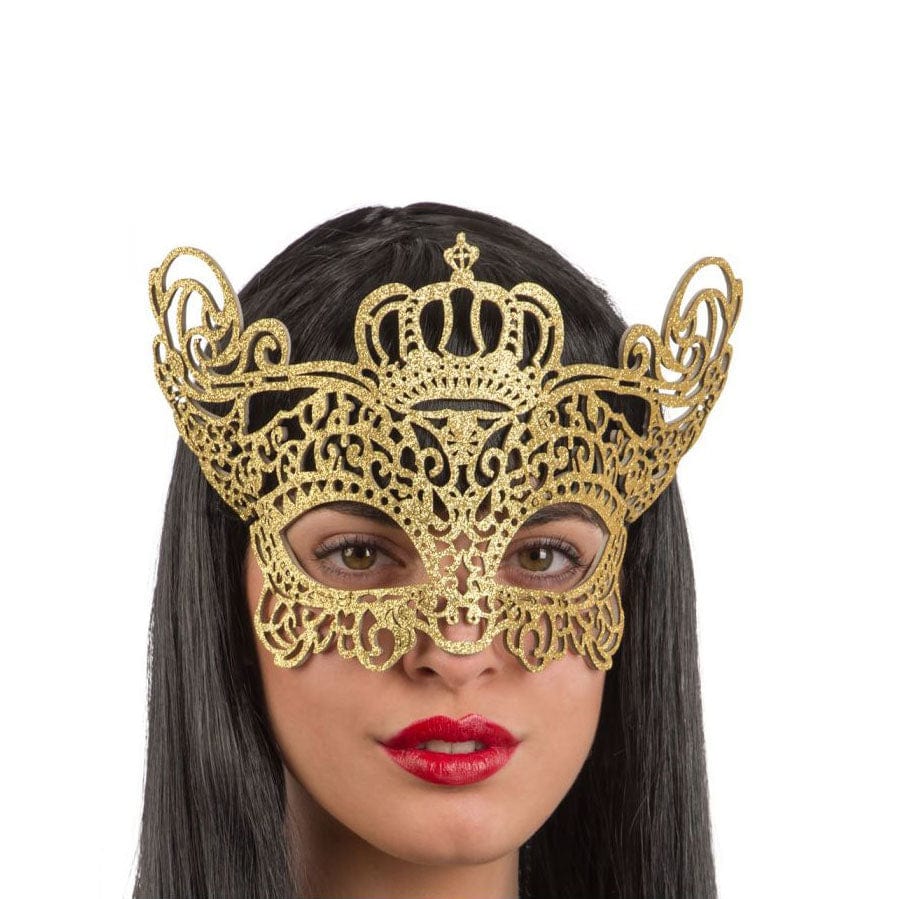Alpha 55 Masque Venise ajouré effet couronne en doré