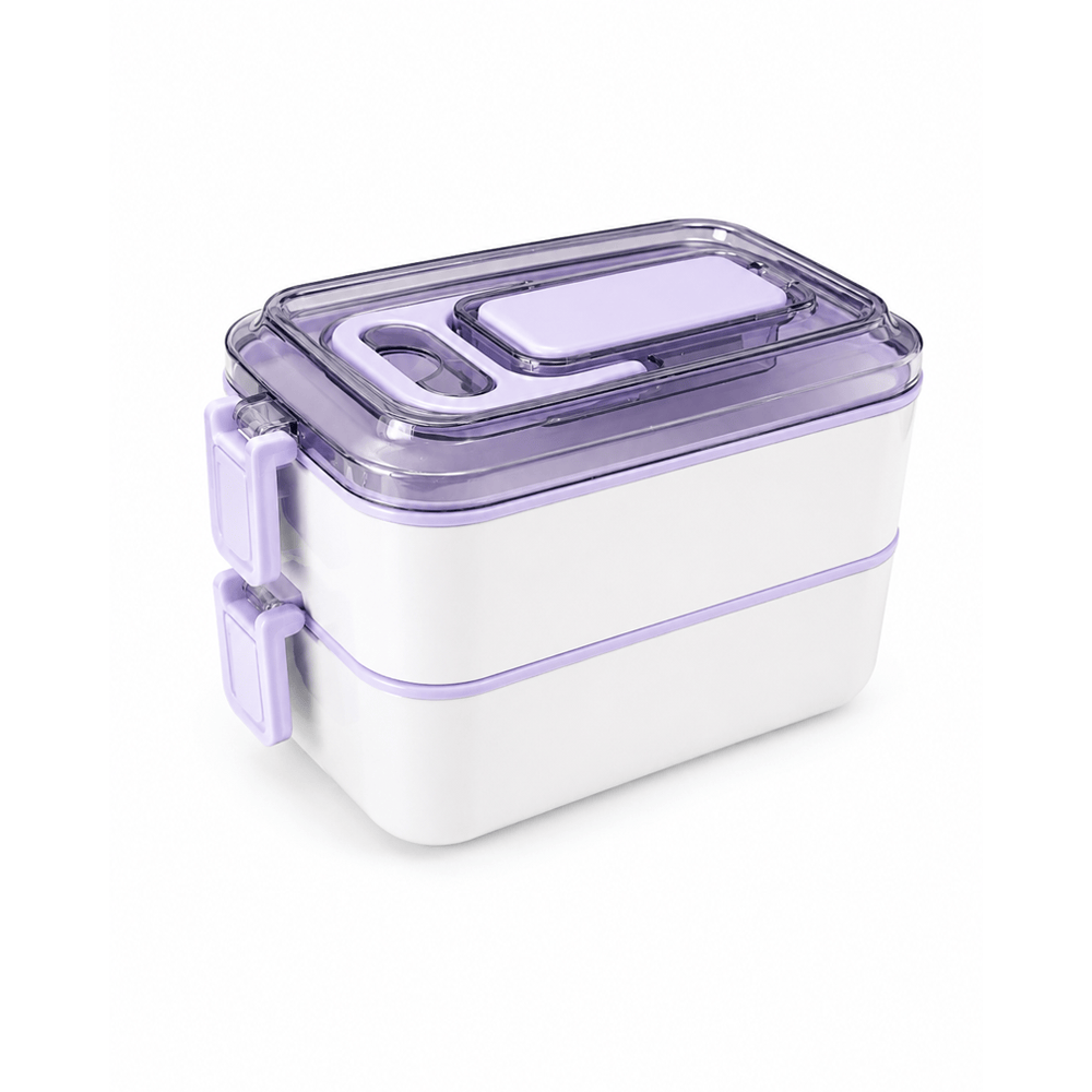 Alpha 55 Mauve Lunch Box en Inox 2 Niveaux avec Poignée - Pratique