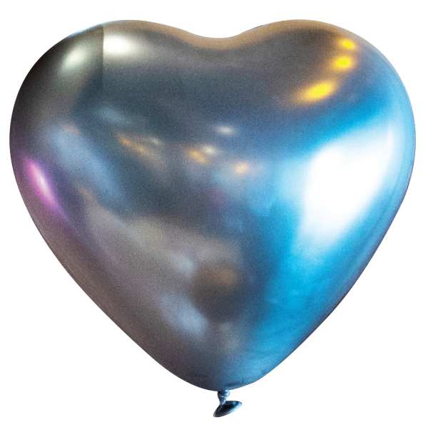 Alpha 55 Métal Argent Ballon Cœur en latex 30 cm