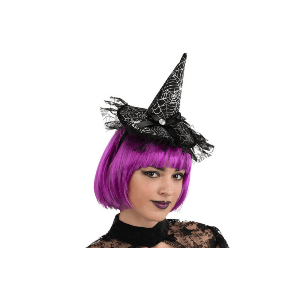 Alpha 55 mini haute Mini Chapeau Sorcière Dentelle Noir Halloween