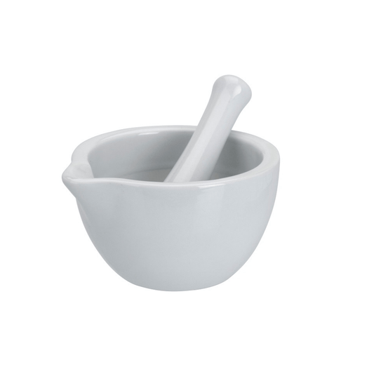 Alpha 55 Mortier et Pilon en Porcelaine Blanche