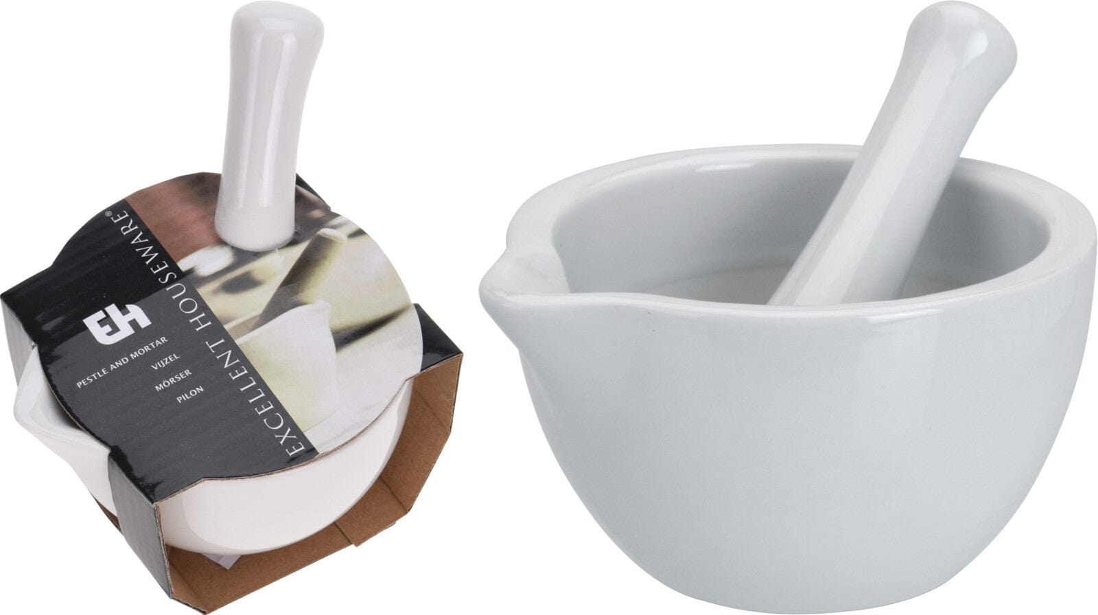 Mortier et pilon porcelaine 10x7 cm blanc