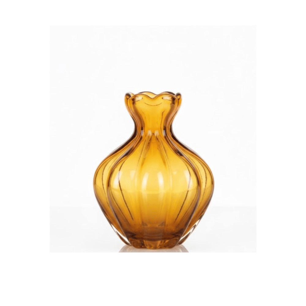 Alpha 55 Moyen Vase Citrouille en Verre Ambre – Chic & Décoratif
