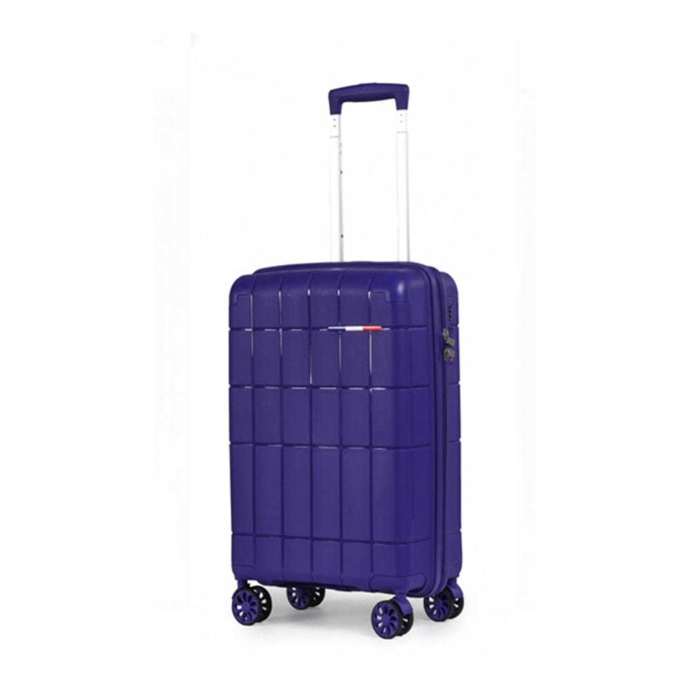 Alpha 55 Moyenne Trolley 8 Roues Coque Quadrillée Bleu – Style & Confort