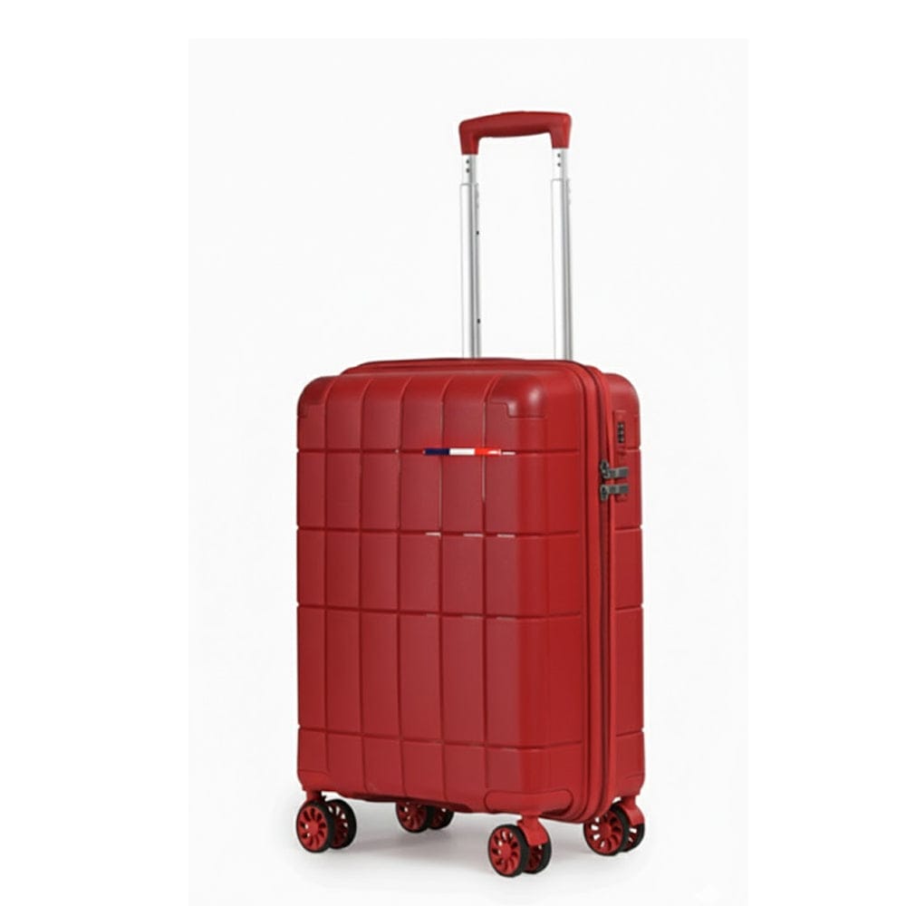 Alpha 55 Moyenne Trolley 8 Roues Coque Quadrillée Rouge – Style & Sécurité
