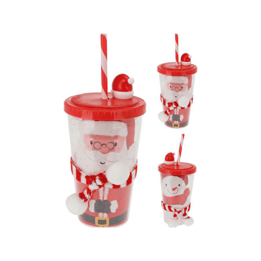 Alpha 55 Mug en plastique avec paille – design festif de Noël