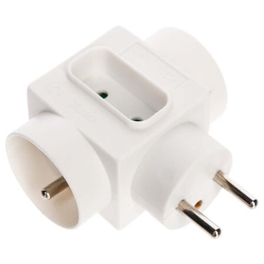 Alpha 55 Multiprise murale 2 prises avec terre et 1 fiche