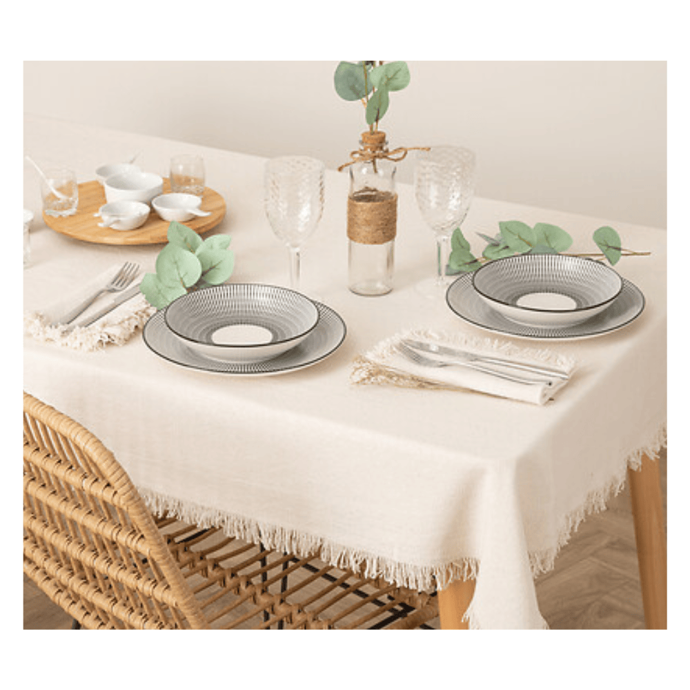 Alpha 55 Nappe à Franges Maha 150 x 250 cm Coton Blanc