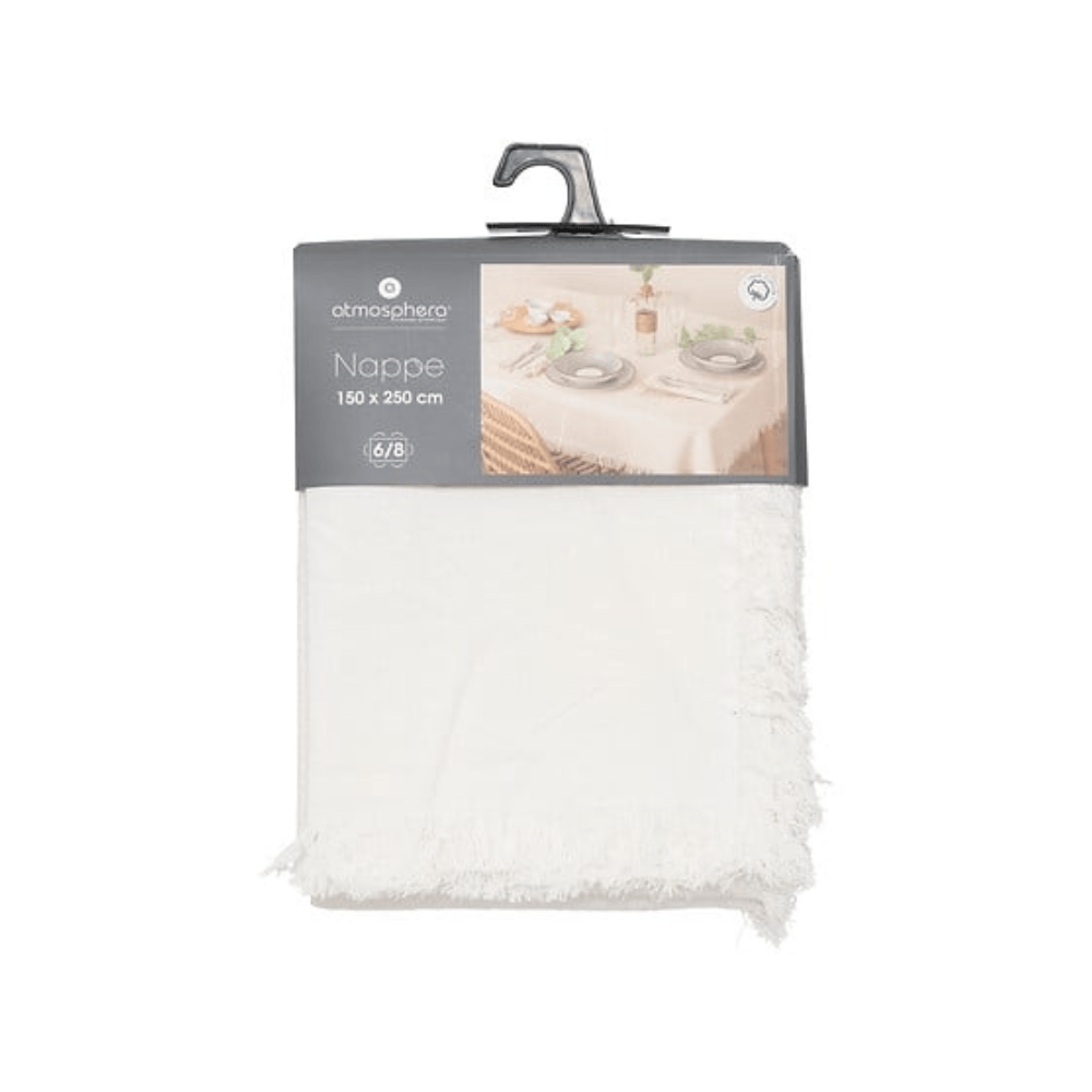 Alpha 55 Nappe à Franges Maha 150 x 250 cm Coton Blanc