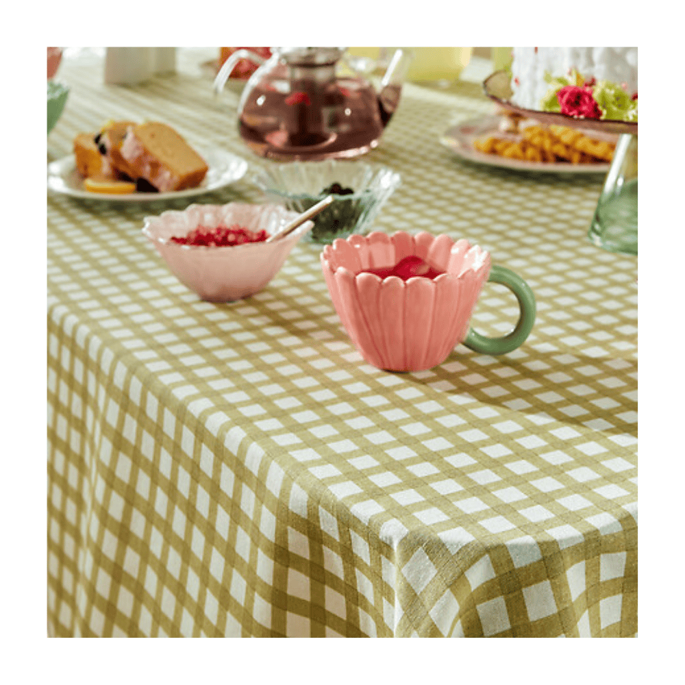Alpha 55 Nappe imprimé fleurs rose vert clair