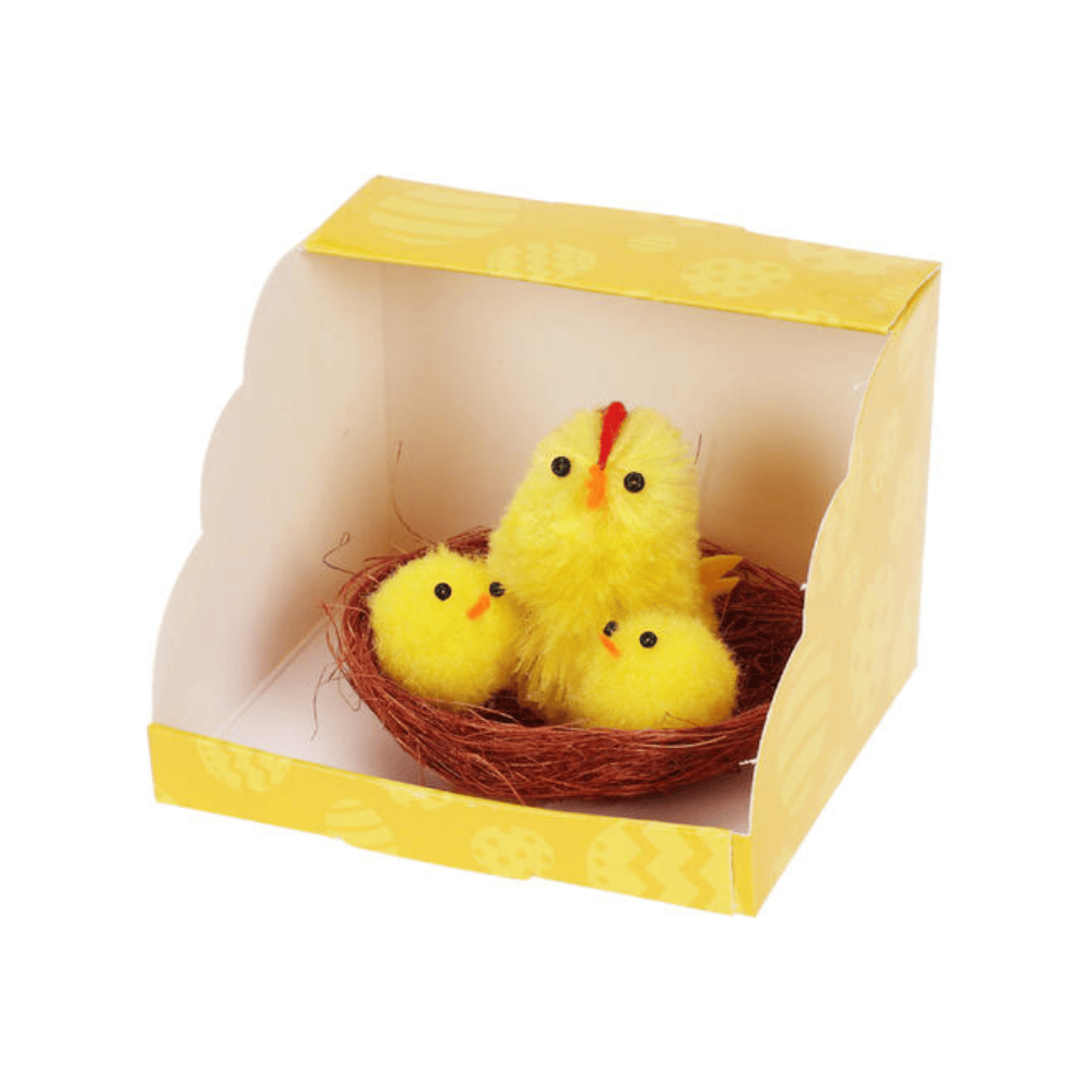 Alpha 55 Nid en polyester avec poussins peluche – Déco Pâques