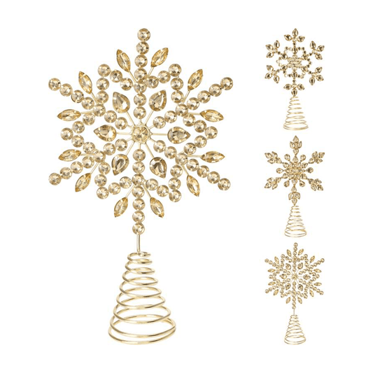 Alpha 55 Noël, déco à poser : Arbre incrusté de pierres brillantes or, 3 modèles assortie 26 x 17 x 5 cm