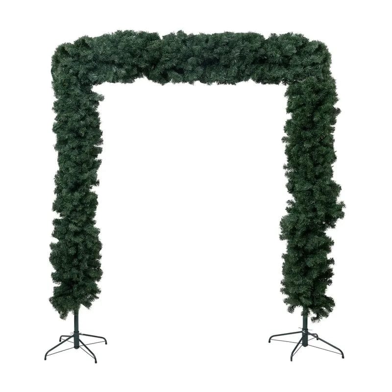 Alpha 55 Noël, déco à poser : Arche de sapin avec 2 pieds en métal vert 150 x 30 x 240 Cm