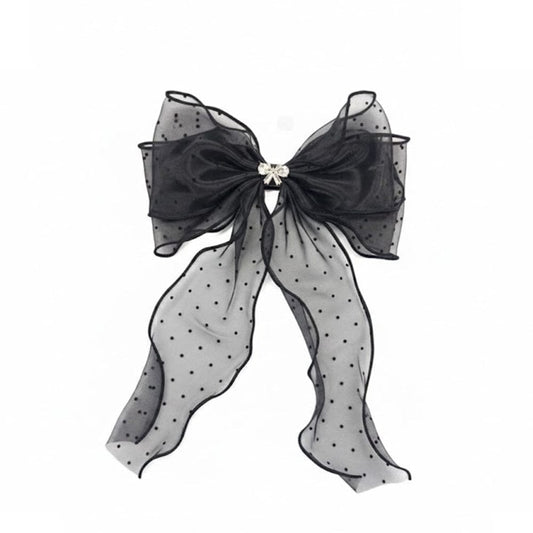 Alpha 55 Nœud tissu double pois – Accessoire cheveux rétro