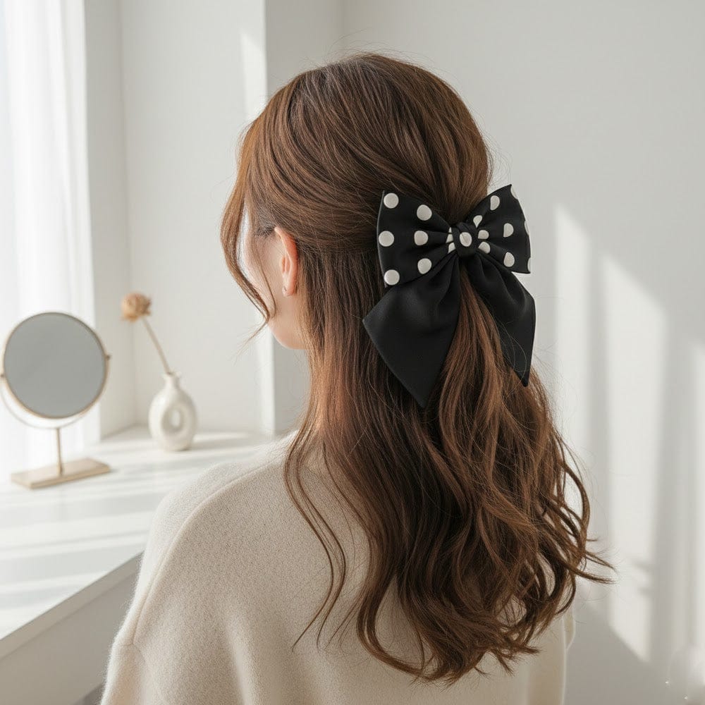 Alpha 55 Nœud tissu pois – Accessoire cheveux rétro chic