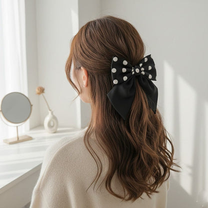 Alpha 55 Nœud tissu pois – Accessoire cheveux rétro chic