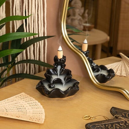 Alpha 55 Noir Fontaine à encens avec 10 Cônes "iloe"