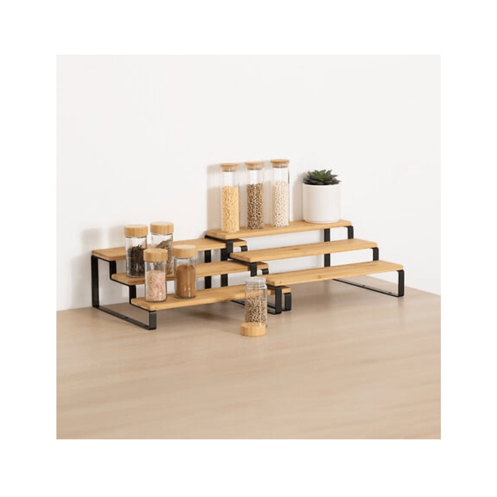 Alpha 55 Noir Lot de 2 étagères épices extensible Ordera en bambou