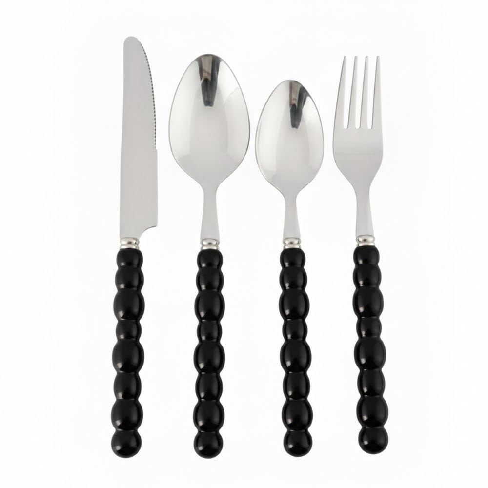 Alpha 55 Noir Ménagère 24 pièces boules – Couverts élégants inox