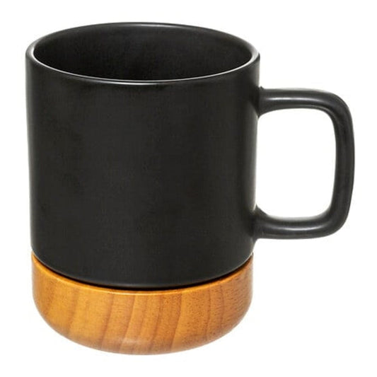 Alpha 55 Noir Mug ronds en faïence et bambou