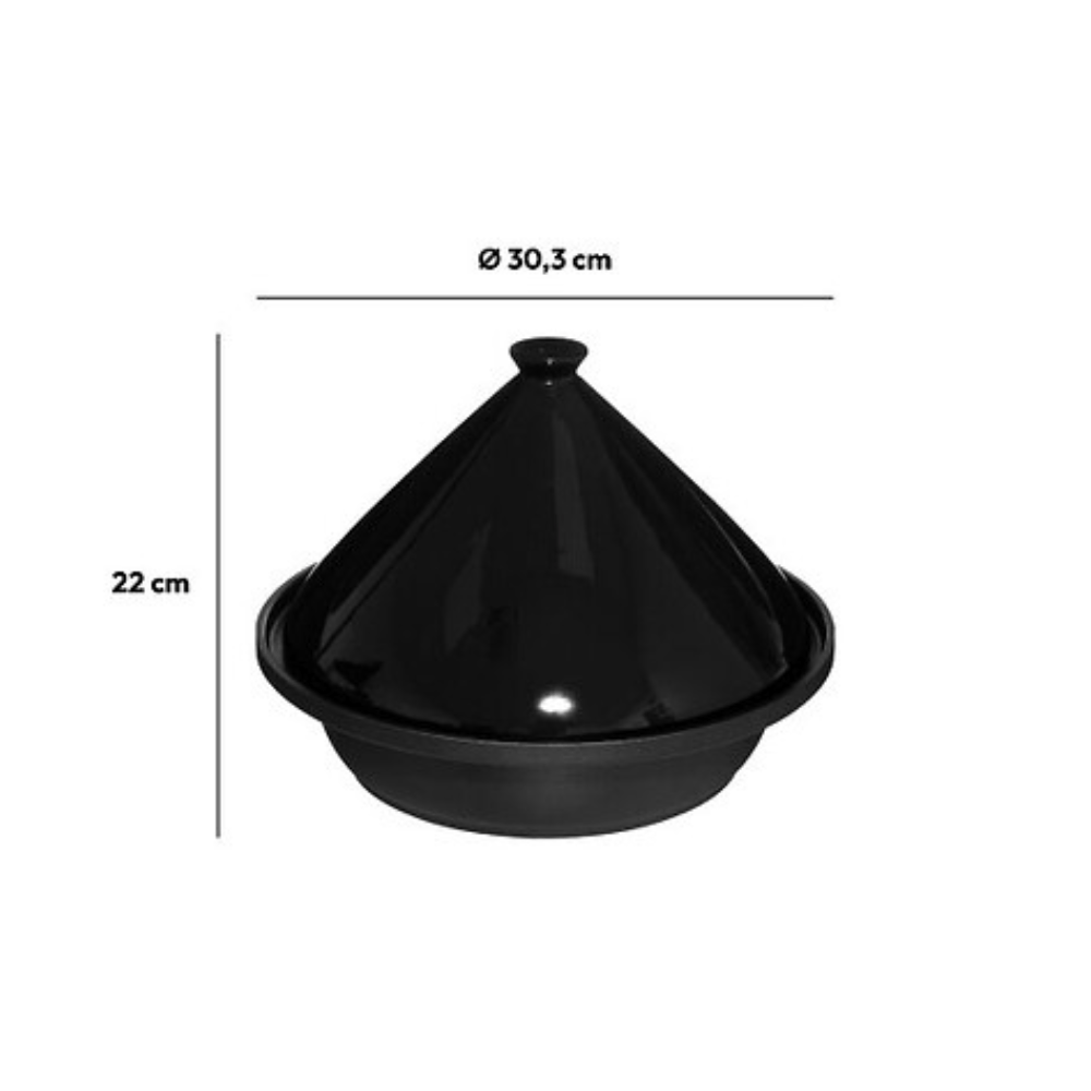 Alpha 55 Noir Plat Tajine en Céramique 30 cm