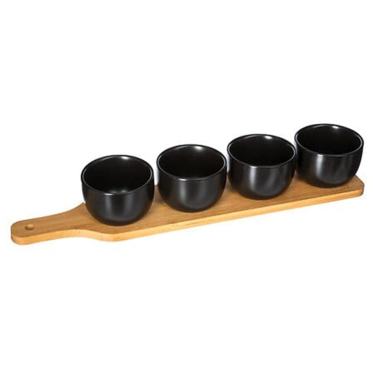 Alpha 55 Noir Set apéritif de 5 pièces, en céramique et bambou