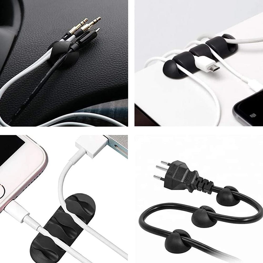 Alpha 55 Noir Set de 2 range-câbles adhésifs noirs