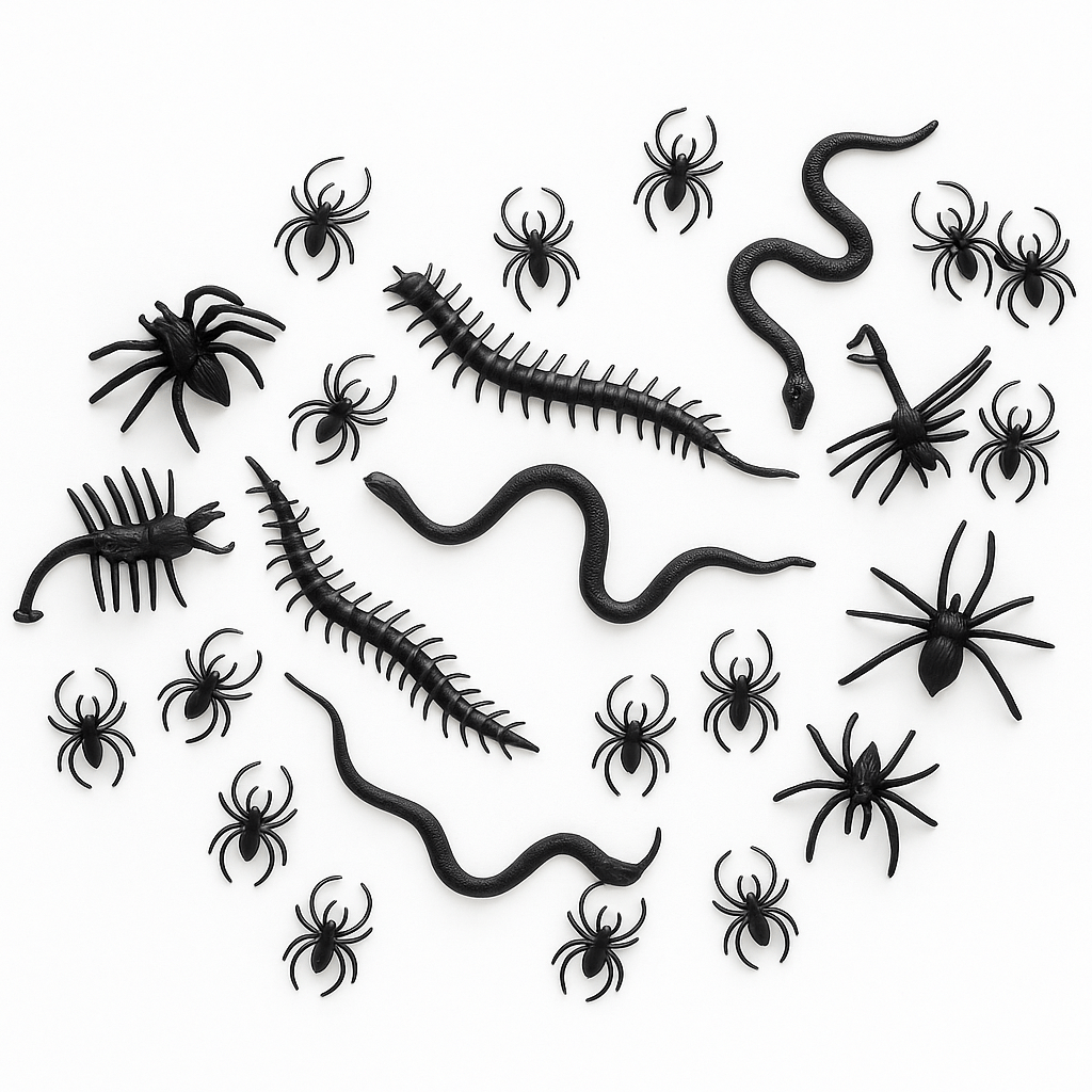 Alpha 55 Noir Set de 20 animaux effrayants en plastique d'halloween