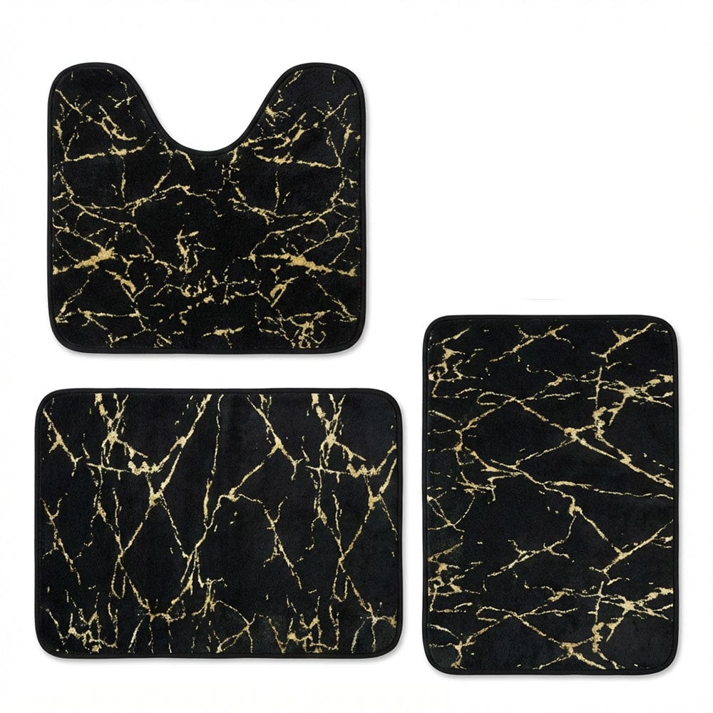 Alpha 55 Noir Set de 6 accessoires avec 3 tapis de salle de bain