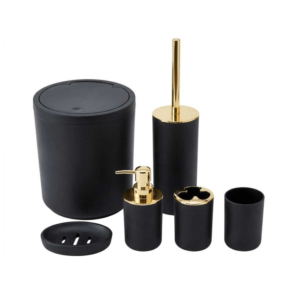 Alpha 55 Noir Set de 6 accessoires de salle de bain