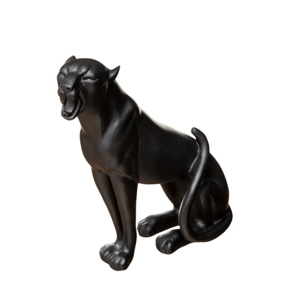 Alpha 55 Noir Statuette léopard en résine