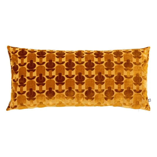 Alpha 55 ocre Coussin jacquard en velours "luna"