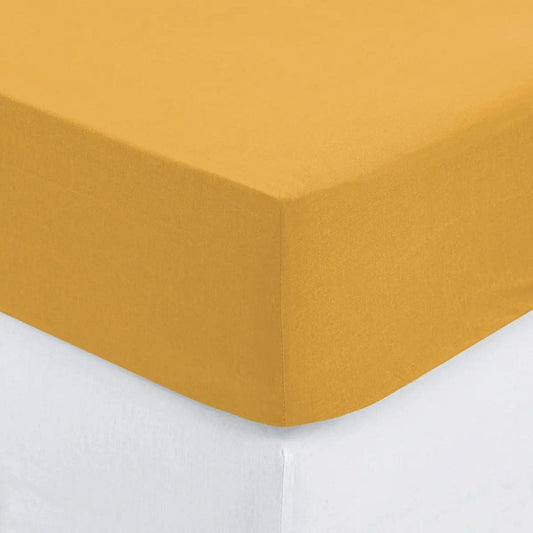 Alpha 55 ocre Drap housse pour 2 personnes en coton