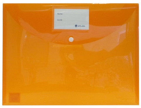 Alpha 55 Orange ATLAS enveloppe à bouton A4 Cristal