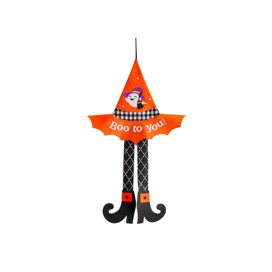 Alpha 55 Orange Halloween, déco à suspendre jambes de Sorcière 75 cm