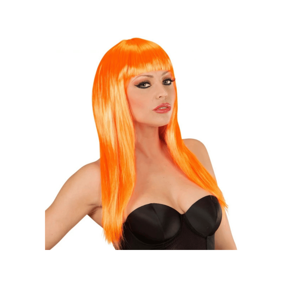 Alpha 55 Orange Perruque longue avec frange – Style élégant Alpha55