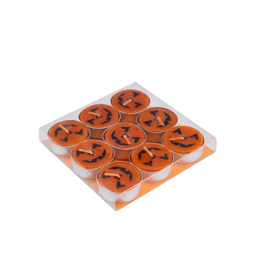 Alpha 55 Orange Set de 9 Bougies Citrouille en Cire 4 cm – Halloween