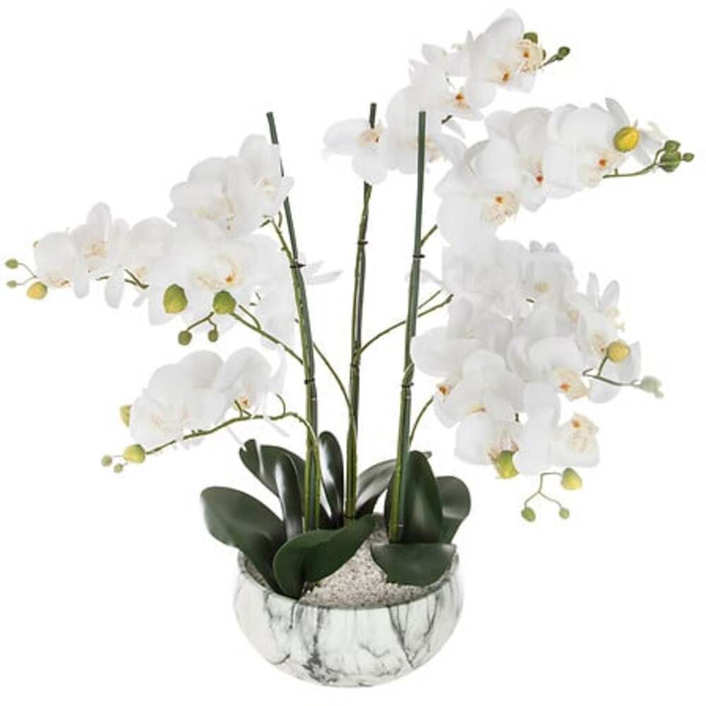 Alpha 55 Orchidée artificielle pot ciment marbré – Chic & réaliste