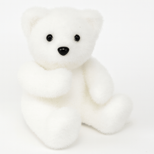 Alpha 55 Ours assis décoratif 15 cm blanc – Esprit féerique Alpha55