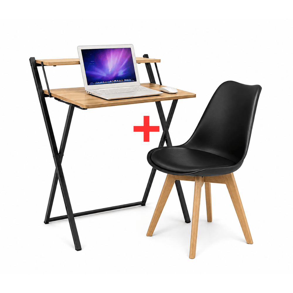 Alpha 55 Pack Bureau Pliant + Chaise Scandinave noir