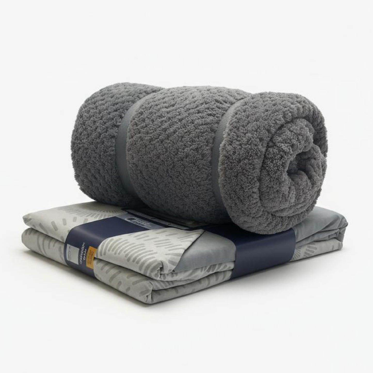 Alpha 55 Pack parure avec 2 taies + plaid gris – Douceur et élégance