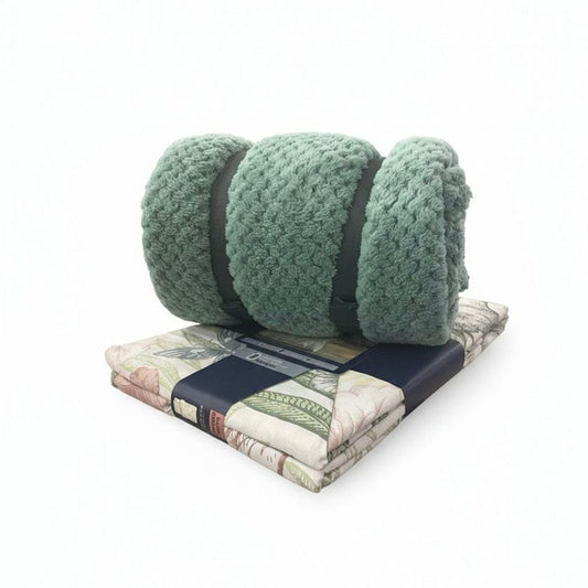 Alpha 55 Pack parure avec 2 taies + plaid vert anis – Douceur et élégance