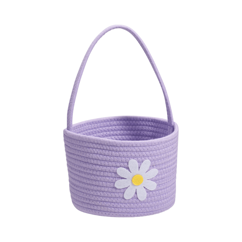 Alpha 55 Panier corde avec anse fleurs & papillon – Déco