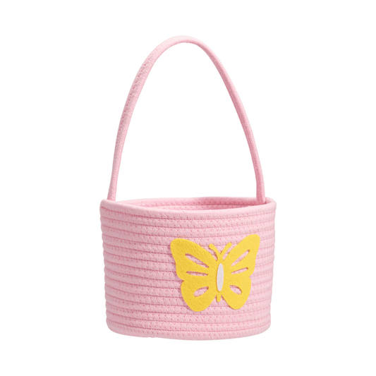 Alpha 55 Panier corde avec anse fleurs & papillon – Déco